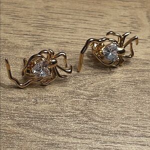 Spider Earrings with Heart Crystal Accents
Gold Plated NIP